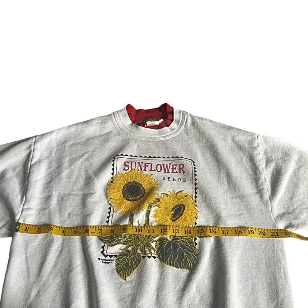 Vintage Morning Sun Sunflower Seeds Sweatshirt USA Large Floral 90s Cottagecore - Picture 12 of 13